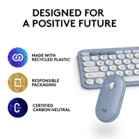 Logitech Pebble 2 Bluetooth Optical Ergonomic Keyboard & Mouse Combo for Mac