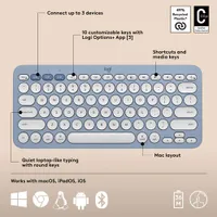 Logitech Pebble 2 Bluetooth Optical Ergonomic Keyboard & Mouse Combo for Mac