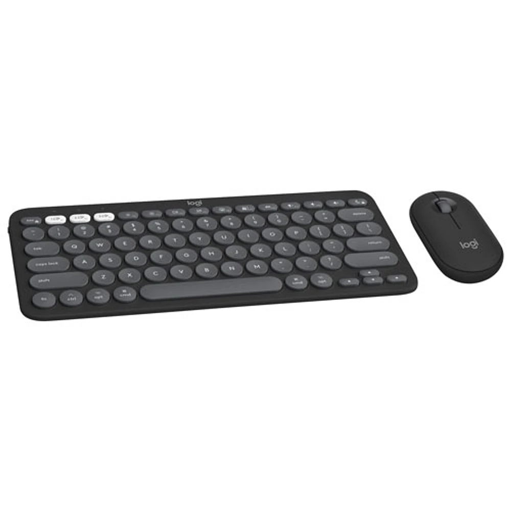 Ensemble avec souris optique et clavier ergonomique Bluetooth Pebble 2 de Logitech pour Mac - Noir - Anglais