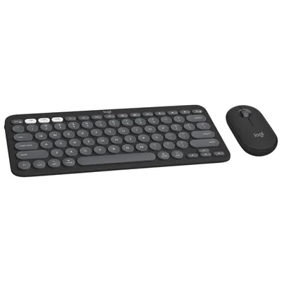 Ensemble avec souris optique et clavier ergonomique Bluetooth Pebble 2 de Logitech pour Mac - Noir - Anglais