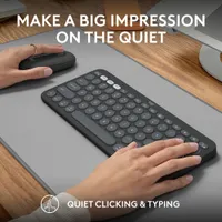 Ensemble avec souris optique et clavier ergonomique Bluetooth Pebble 2 de Logitech pour Mac - Noir - Anglais