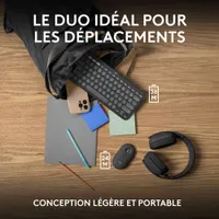 Ensemble avec souris optique et clavier ergonomique Bluetooth Pebble 2 de Logitech pour Mac - Noir - Anglais