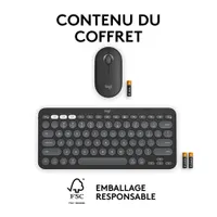 Ensemble avec souris optique et clavier ergonomique Bluetooth Pebble 2 de Logitech pour Mac - Noir - Anglais