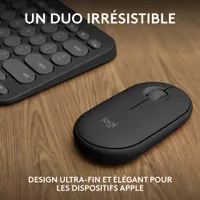 Ensemble avec souris optique et clavier ergonomique Bluetooth Pebble 2 de Logitech pour Mac - Noir - Anglais