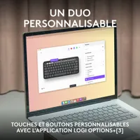 Ensemble avec souris optique et clavier ergonomique Bluetooth Pebble 2 de Logitech pour Mac - Noir - Anglais