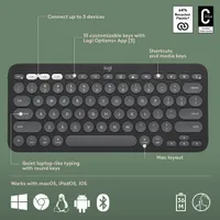 Ensemble avec souris optique et clavier ergonomique Bluetooth Pebble 2 de Logitech pour Mac - Noir - Anglais