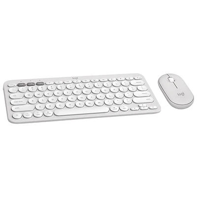 Ensemble avec souris optique et clavier ergonomique Bluetooth Pebble 2 de Logitech pour Mac - Blanc - Anglais