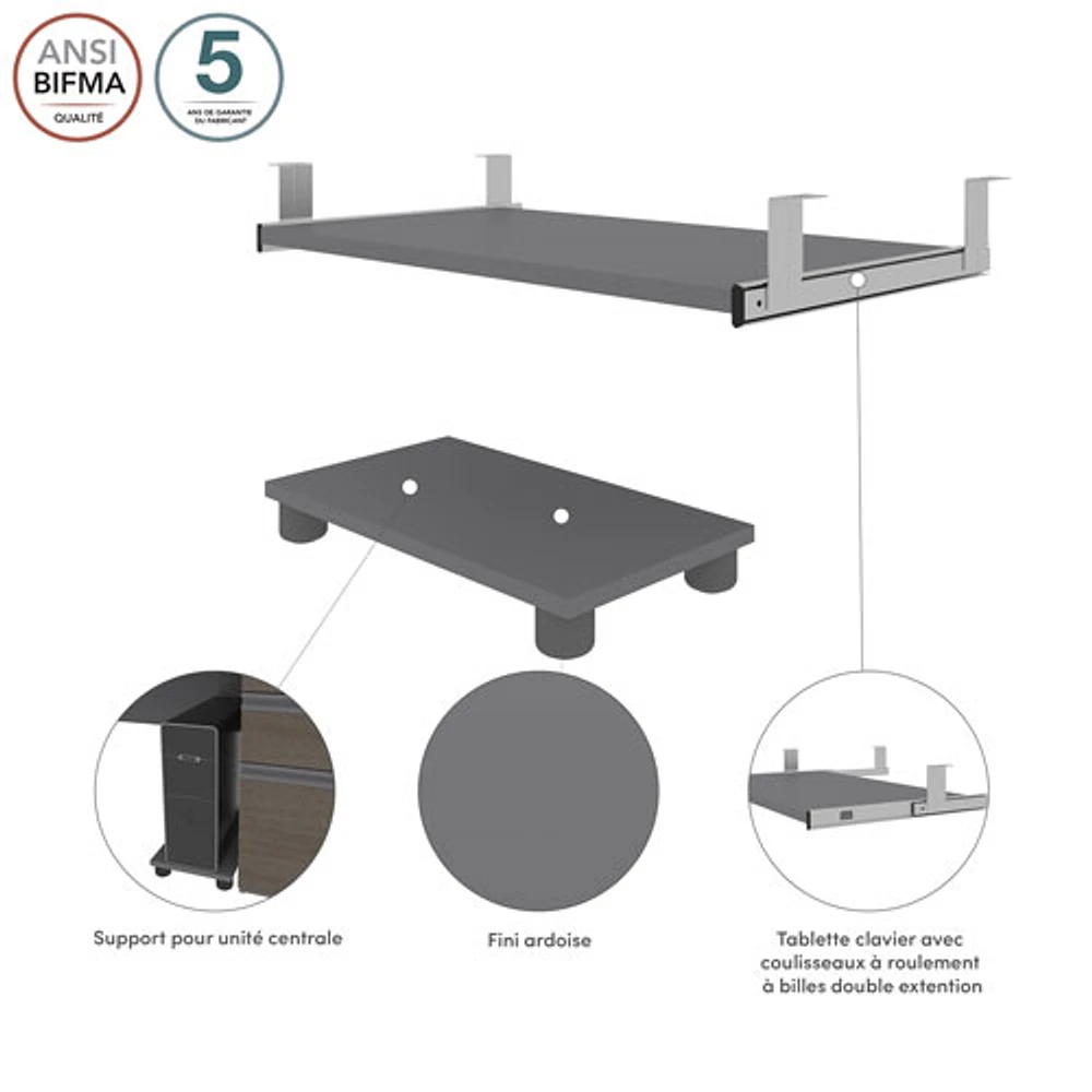 Bestar Prestige+ Keyboard Tray & CPU Stand - Slate