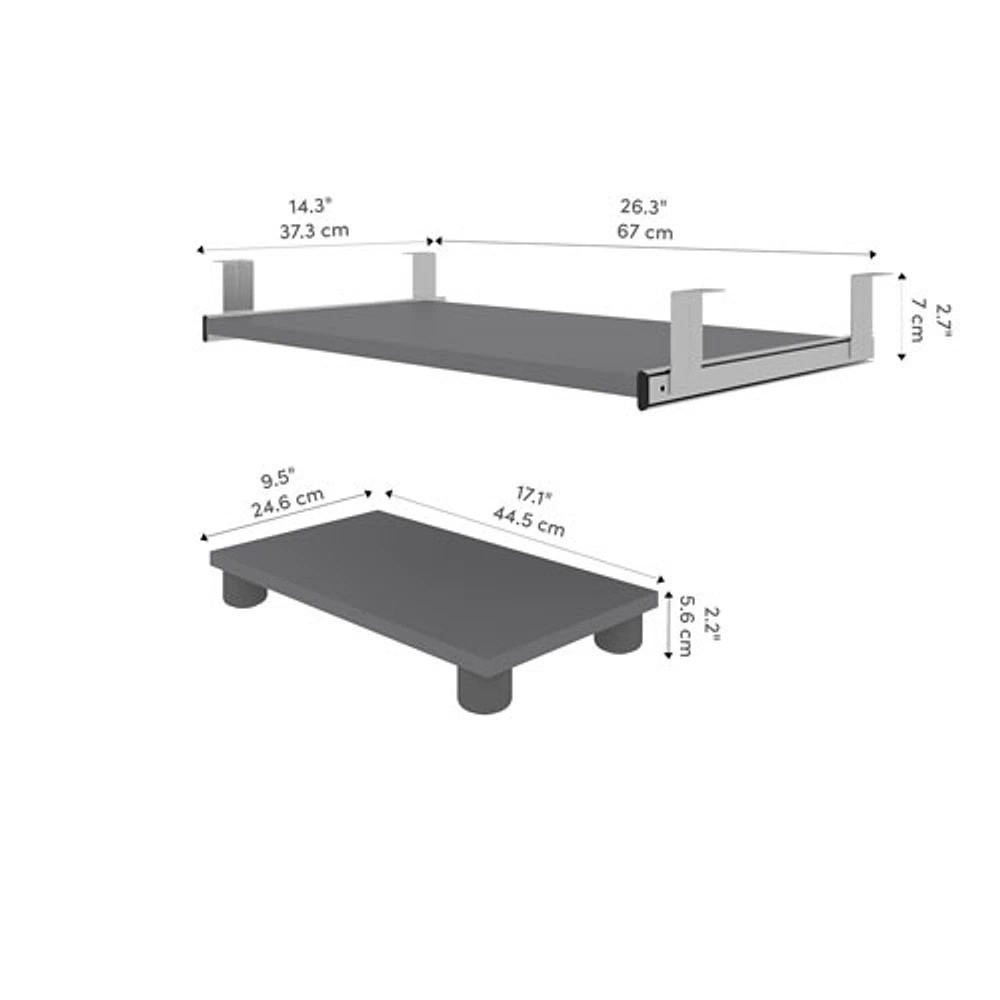 Bestar Prestige+ Keyboard Tray & CPU Stand - Slate