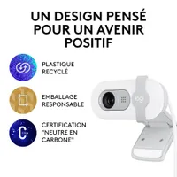 Caméra Web HD intégrale 1080p Brio 100 de Logitech avec microphone intégr