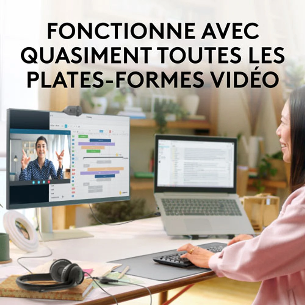 Caméra Web HD intégrale 1080p Brio 100 de Logitech avec microphone intégré - Graphite