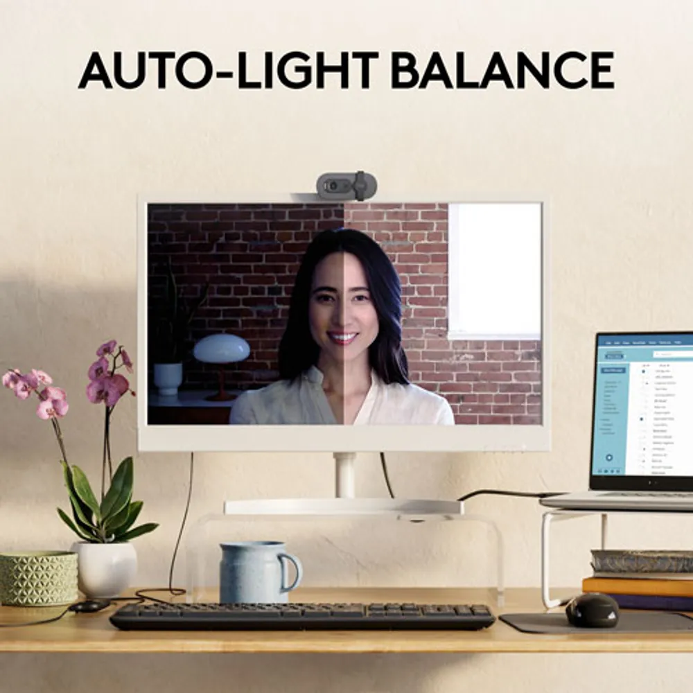 Caméra Web HD intégrale 1080p Brio 100 de Logitech avec microphone intégré - Graphite