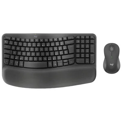 Logitech Wave Keys MK670 Wireless Optical Ergonomic Keyboard & Mouse Combo - Graphite - French