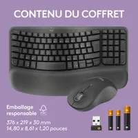 Logitech Wave Keys MK670 Wireless Optical Ergonomic Keyboard & Mouse Combo - Graphite - French