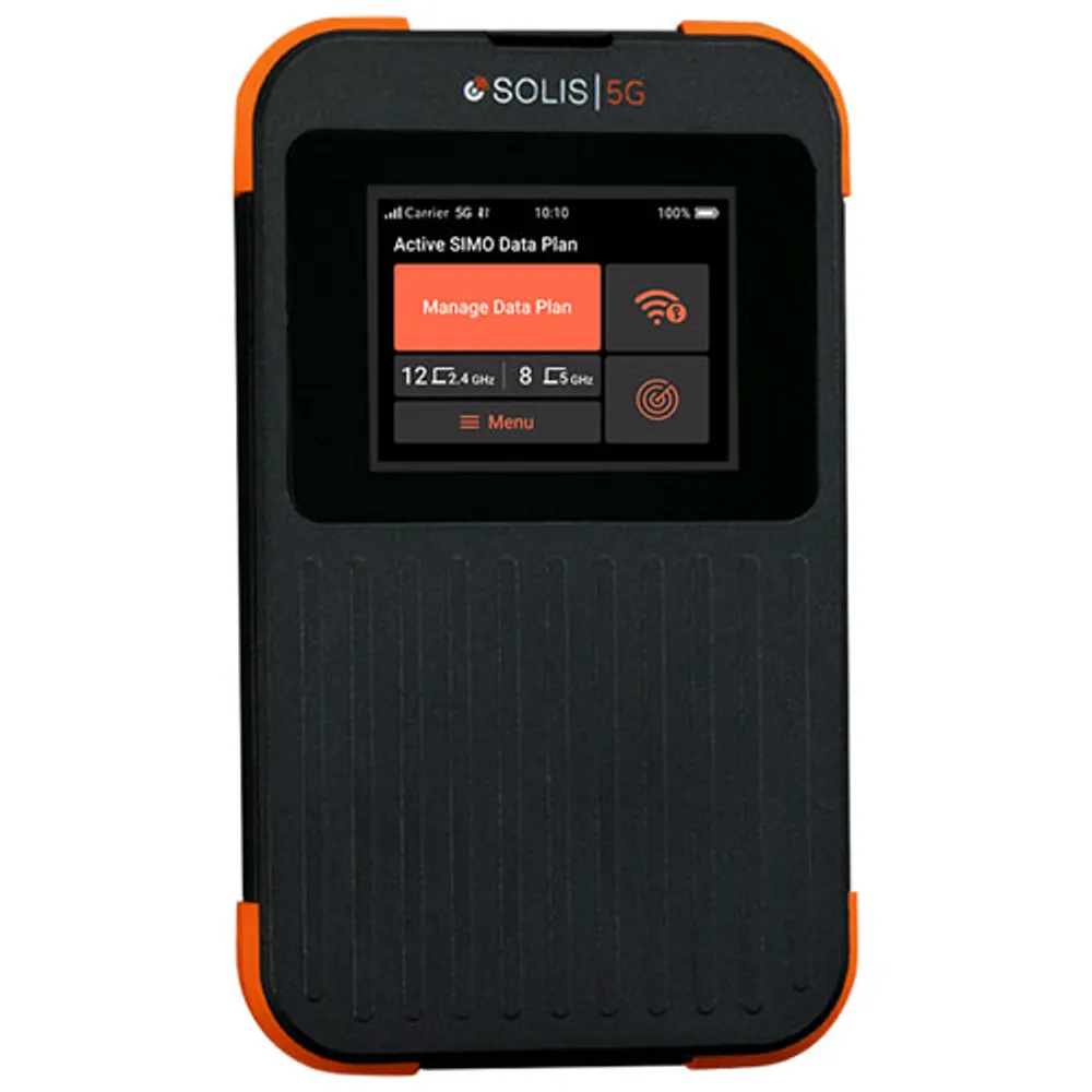 Simo Solis 5G Mobile Wi-Fi Hotspot with Lifetime Data - Black/Orange