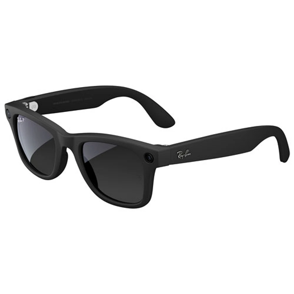 Ray-Ban | Meta Wayfarer Glasses with AI, Photo, Video, Audio & Messaging - Matte Black/Polarized Gradient Graphite - Large