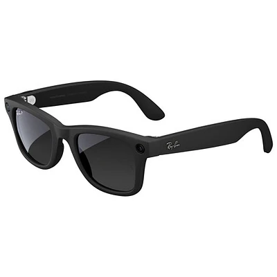 Ray-Ban | Meta Wayfarer Glasses with AI, Photo, Video, Audio & Messaging - Matte Black/Polarized Gradient Graphite - Large