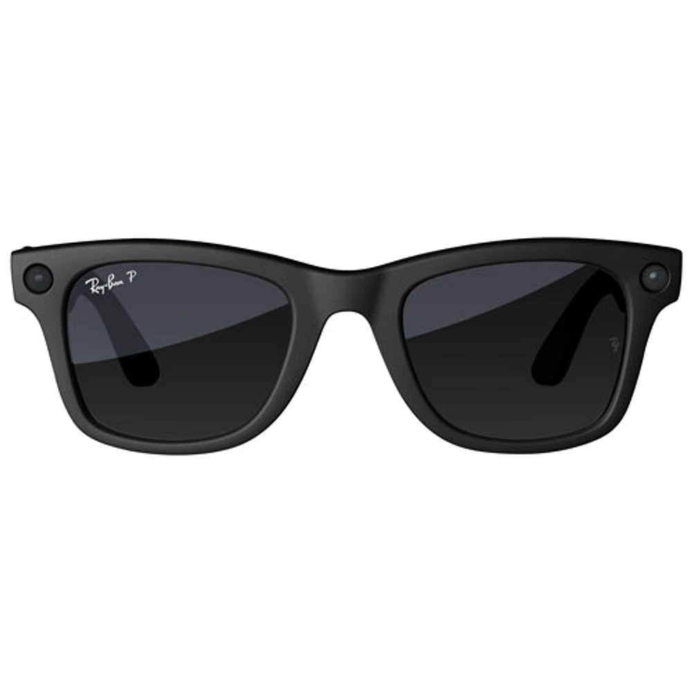 Ray-Ban | Meta Wayfarer Glasses with AI, Photo, Video, Audio & Messaging - Matte Black/Polarized Gradient Graphite - Large