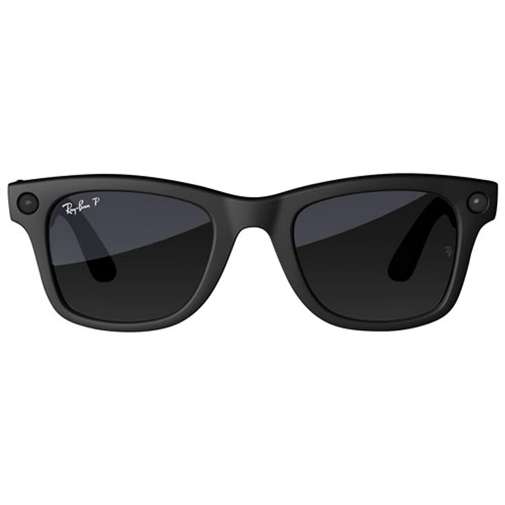 Ray-Ban | Meta Wayfarer Glasses with AI, Photo, Video, Audio & Messaging - Matte Black/Polarized Gradient Graphite - Large