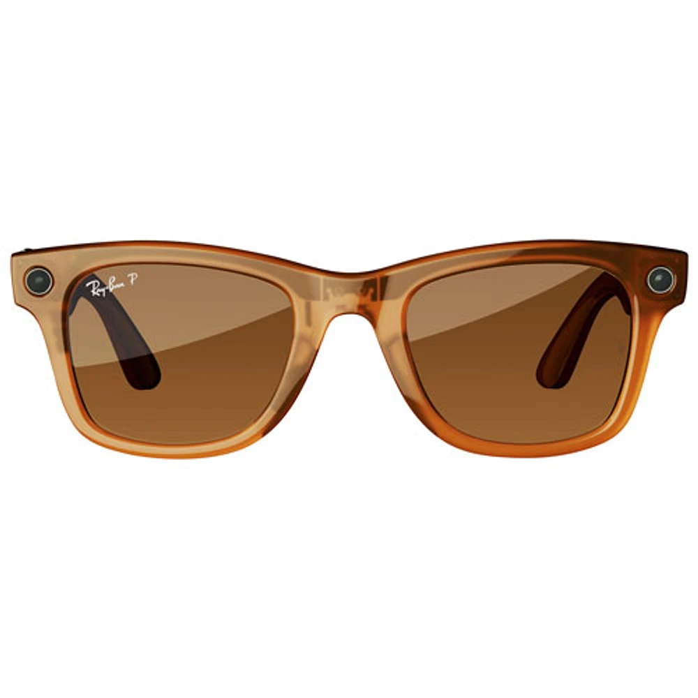 Lunettes Wayfarer de Ray-Ban | Meta avec IA, photo, vidéo, audio et messagerie - Caramel brillant/Brun polarisé