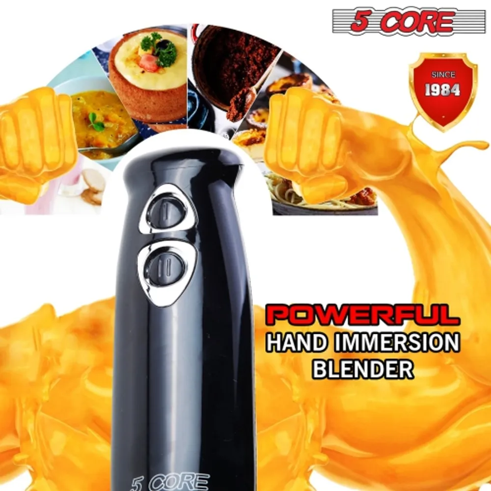 5 Core Immersion Blender Handheld 1 Piece 500W Copper Motor w 800ml Mixing  Beaker Emulsifier Blender