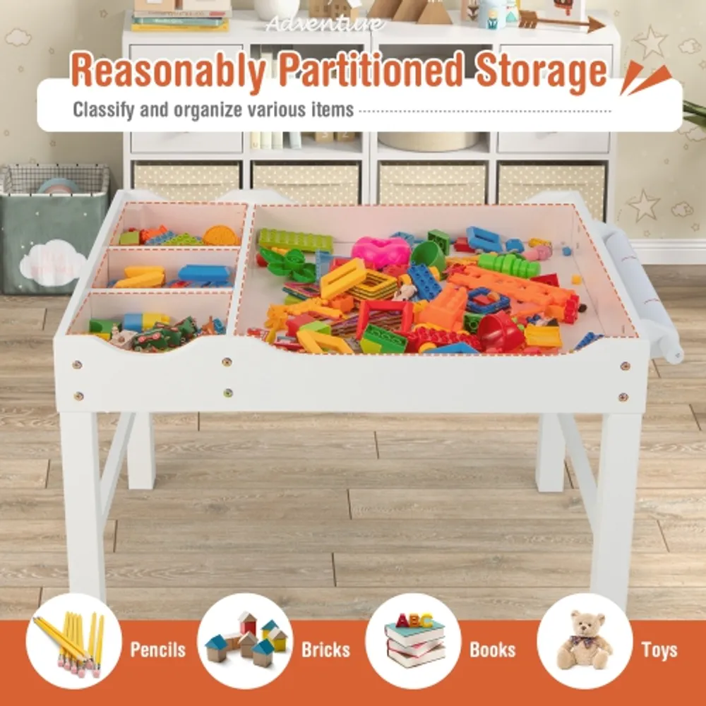 Large Building Bricks Table, Kids Table With Storage, Activity