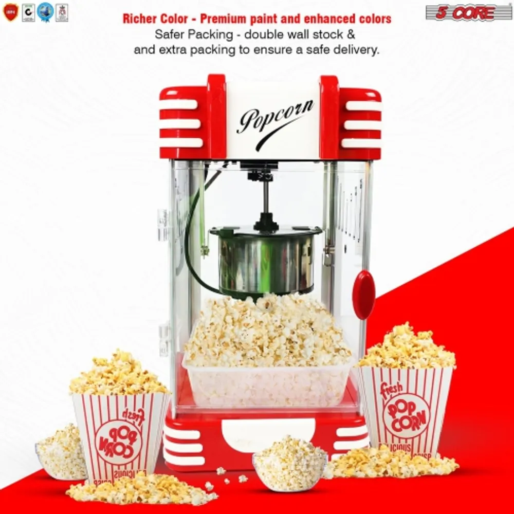 5 Core Popcorn Machine Nostalgia 300 Watts Movie Night Hot Air