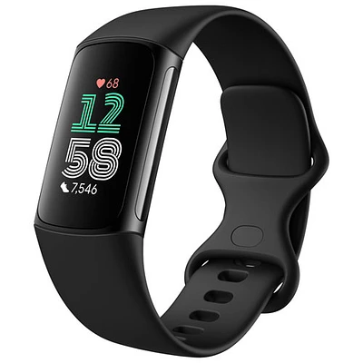 Moniteur activité Charge 6 de Fitbit avec GPS, fréquence cardiaque et sommeil - Obsidienne/Noir
