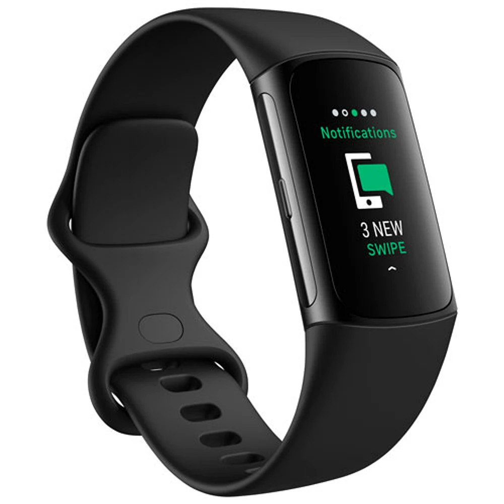 Moniteur activité Charge 6 de Fitbit avec GPS, fréquence cardiaque et sommeil - Obsidienne/Noir