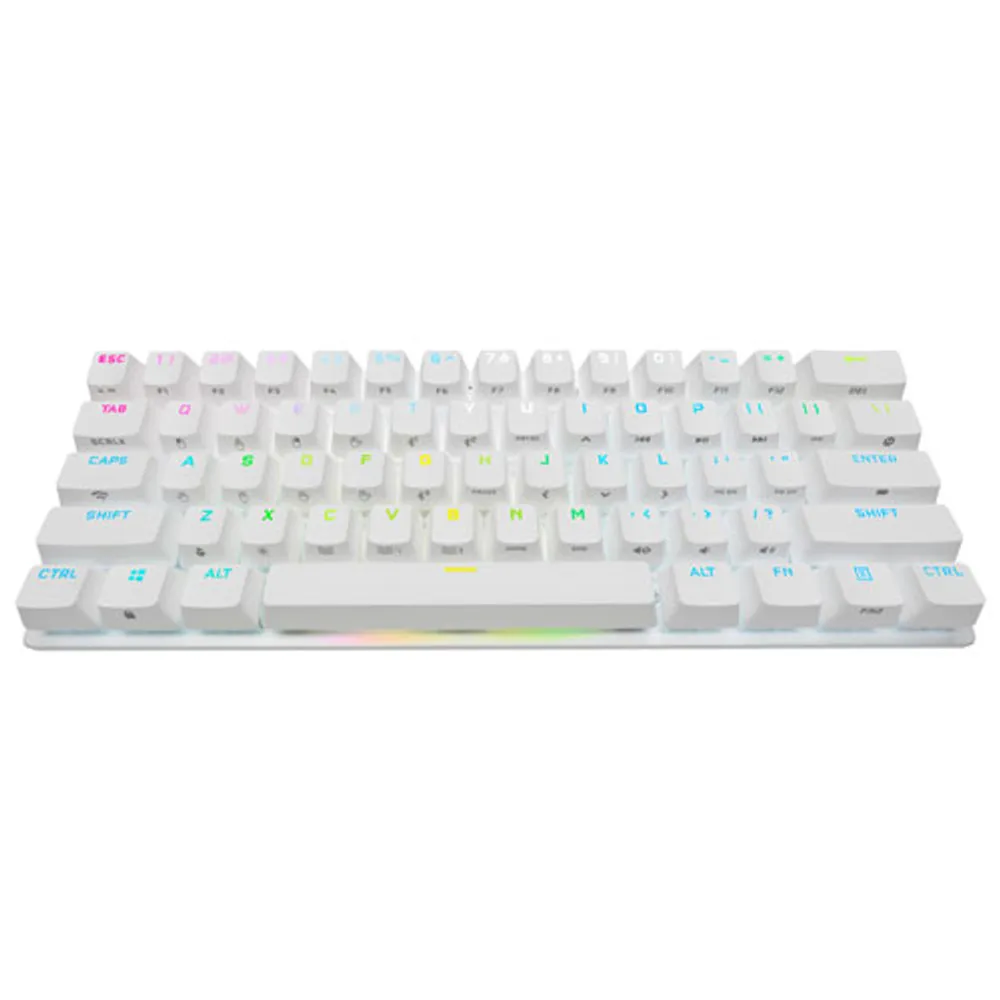 Clavier de jeu mécanique rétroéclairé Bluetooth Cherry Red K70 Pro Mini de Corsair - Blanc