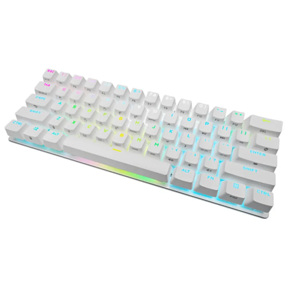 Clavier de jeu mécanique rétroéclairé Bluetooth Cherry Red K70 Pro Mini de Corsair - Blanc