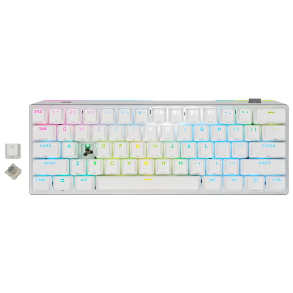 Clavier de jeu mécanique rétroéclairé Bluetooth Cherry Red K70 Pro Mini de Corsair - Blanc