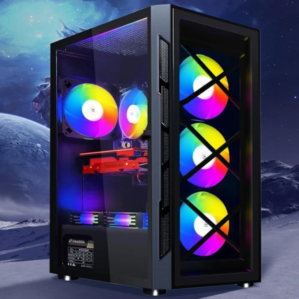 STGAubron Gaming Desktop PC Computer,Intel Core I7 3.4 GHz up to 3.9  GHz,Radeon RX 580 8G GDDR5,16G RAM,512G SSD,WiFi,Bluetooth 5.0,RGB  Fanx6,RGB