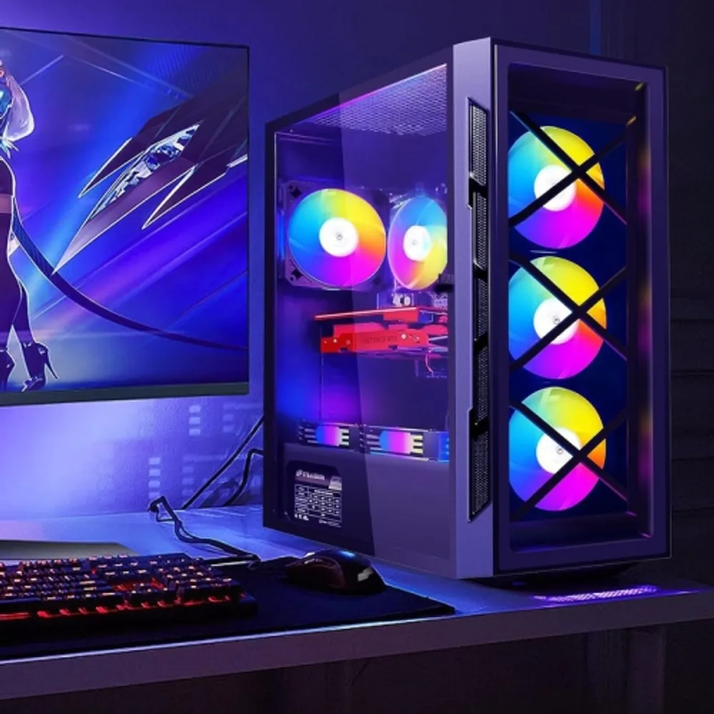 STGAubron Gaming Desktop PC Computer,Intel Core I7 3.4 GHz up to 3.9  GHz,Radeon RX 580 8G GDDR5,16G RAM,512G SSD,WiFi,Bluetooth 5.0,RGB  Fanx6,RGB