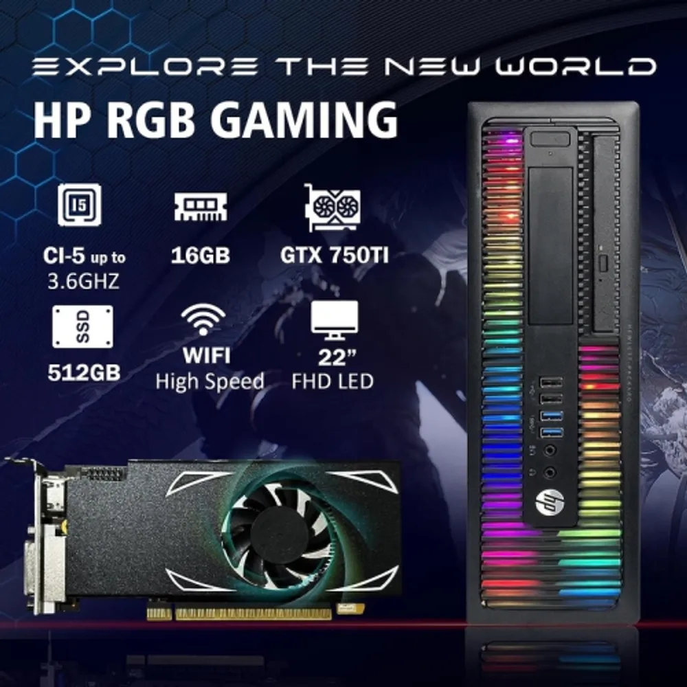 HP RGB Gaming Desktop PC, Intel Quad I7 up to 3.8Ghz,GeForce GTX 1660 Super  6G GDDR6, 16G, 1TB SSD, WiFi, BT 5.0, RGB Keyboard & Mouse, W10P64