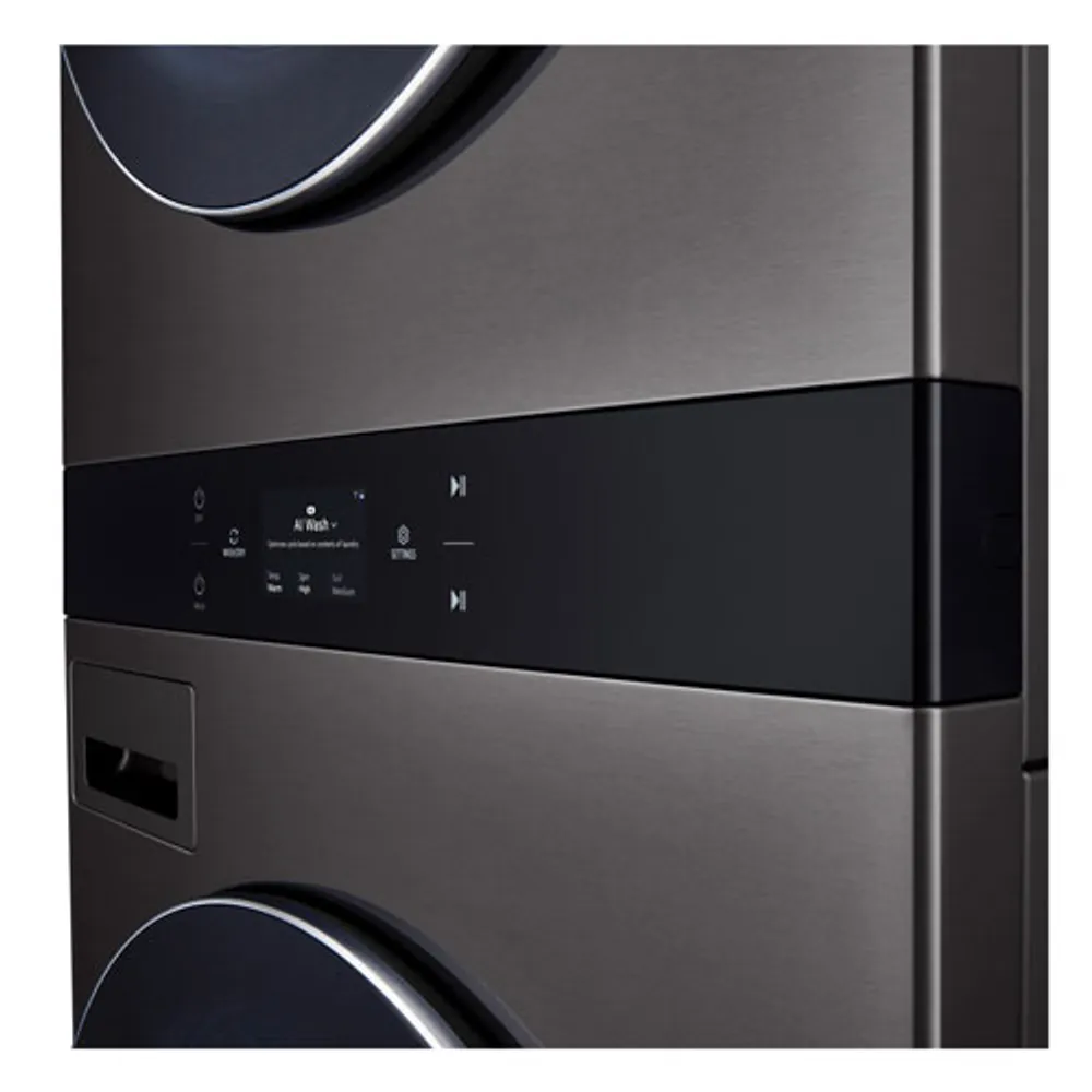 LG WashTower 5.8 Cu. Ft. Electric Washer & Dryer Combo (WKEX300HBA) - Black Steel