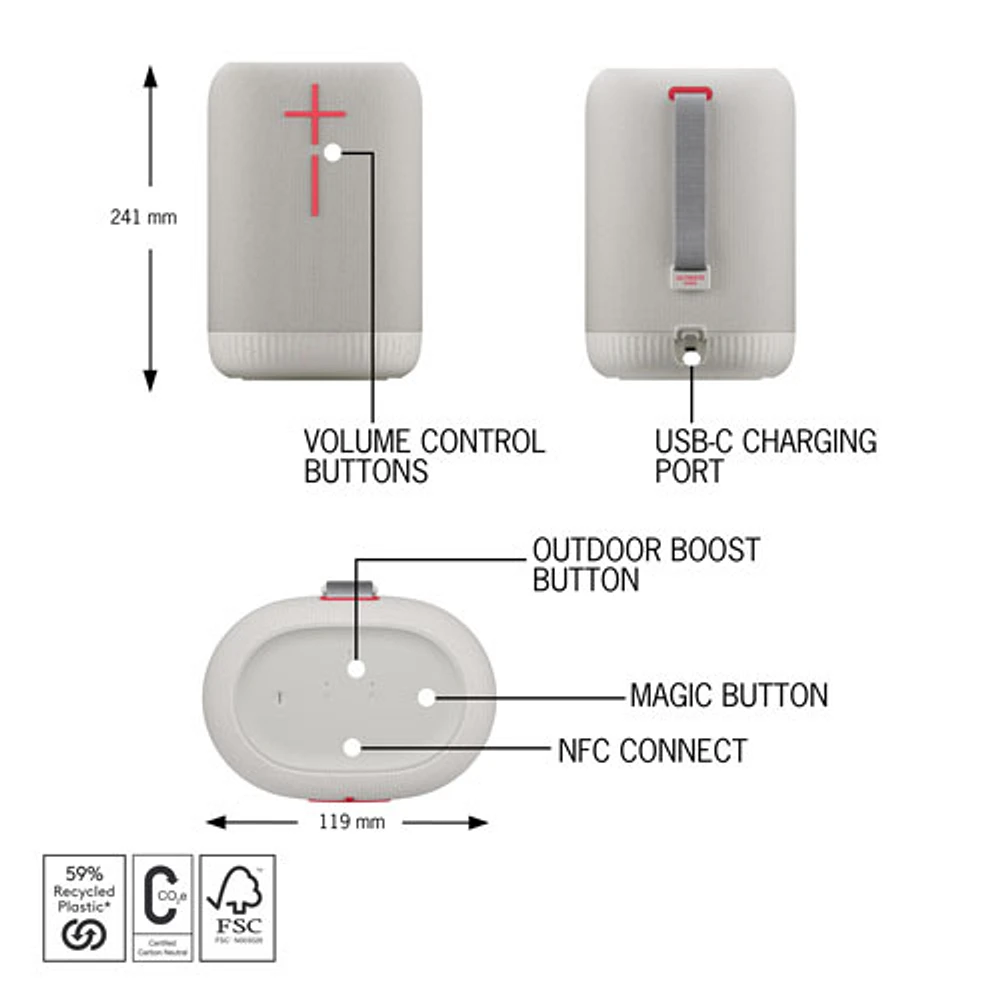 Ultimate Ears Epicboom Waterproof Bluetooth Wireless Speaker - White