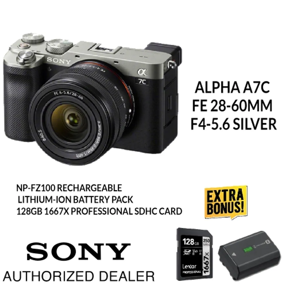 Sony Alpha 7C II Full-Frame Camera with 28-60mm Lens (Silver) Bundle with  Advanced Accessories | Sony a7C II Lens Kit