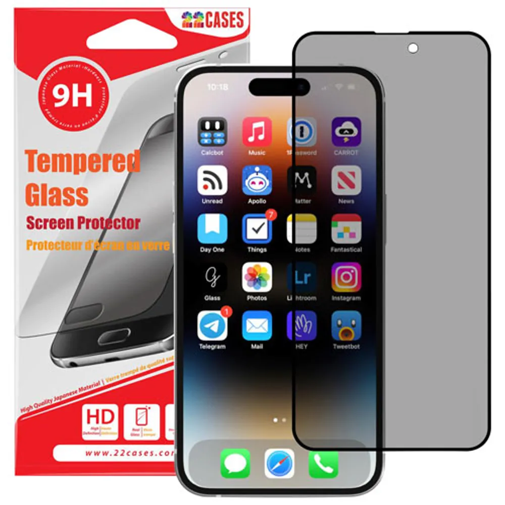 22 Cases Privacy Glass Screen Protector for iPhone 15 Pro Max
