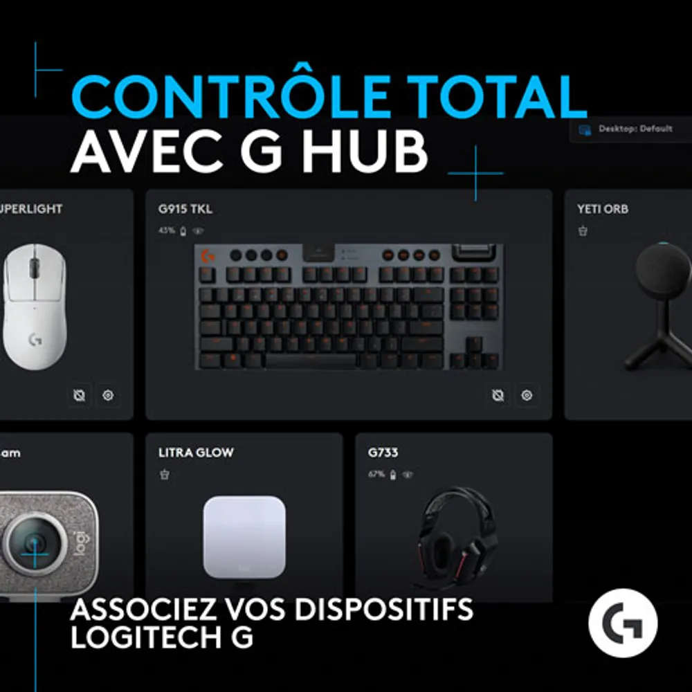 Microphone de jeu USB Yeti Orb à condensateur avec éclairage RVB LIGHTSYNC de Logitech - Noir