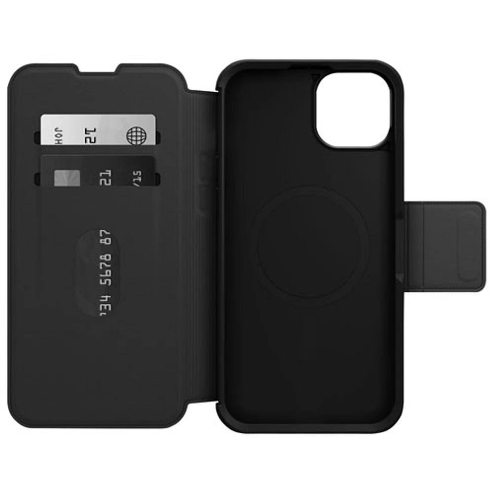 OtterBox Strada Folio Wallet Case with MagSafe for iPhone 15 Plus - Shadow