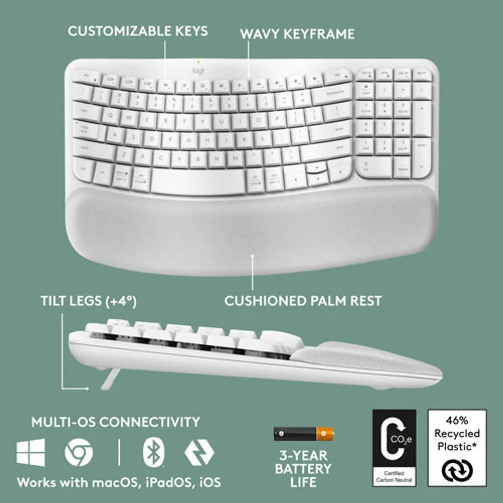 Logitech Wave Keys Wireless Ergonomic Keyboard