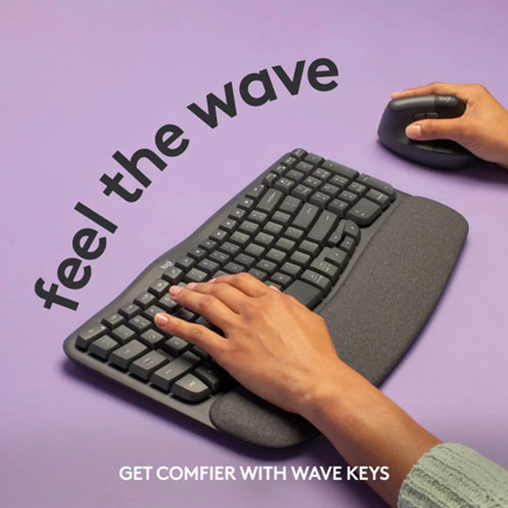 Clavier ergonomique sans fil Wave Keys de Logitech - Graphite