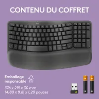 Clavier ergonomique sans fil Wave Keys de Logitech - Graphite