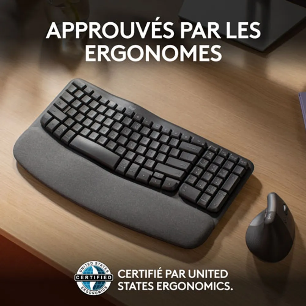 Clavier ergonomique sans fil Wave Keys de Logitech - Graphite