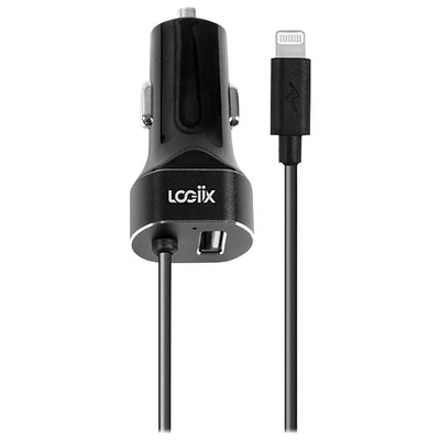 Chargeur pour l'auto USB-A de 25 W Power Lite Jolt de LOGiiX avec câble USB-C à Lightning