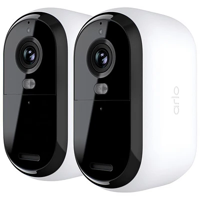 Caméra de surveillance d'intérieur/d'extérieur sans fil 2K Essential (2e génération) d'Arlo - Ensemble de 2 - Blanc