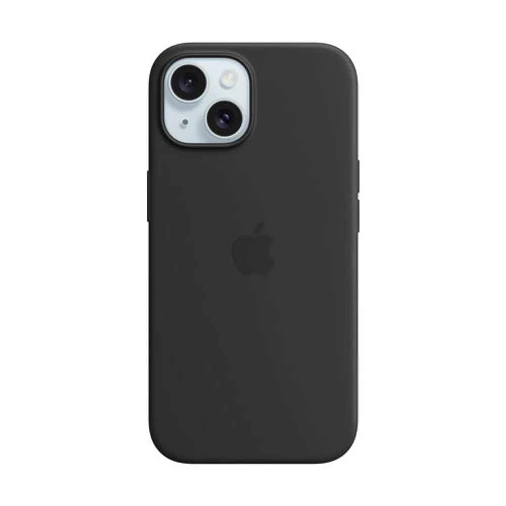 Apple Silicone Fitted Soft Shell Case with MagSafe for iPhone 15 - Black