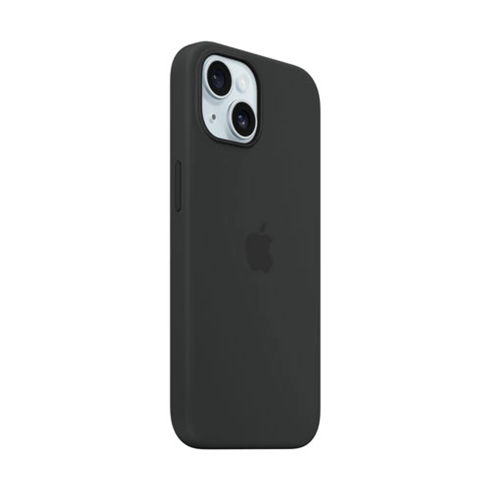 Apple Silicone Fitted Soft Shell Case with MagSafe for iPhone 15 - Black