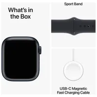 Apple Watch Series 9 (GPS) 41mm Midnight Aluminium Case with Midnight Sport Band - Small / Medium 130-180mm